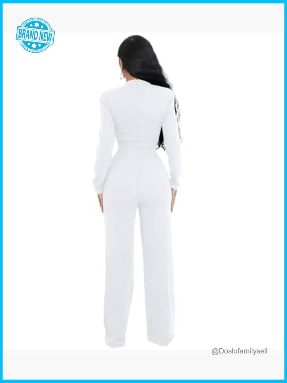 Sexy Elegant Bodycon Jumpsuit Square Neck Long Sleeve Party Club Night Outfit - Picture 3 of 7